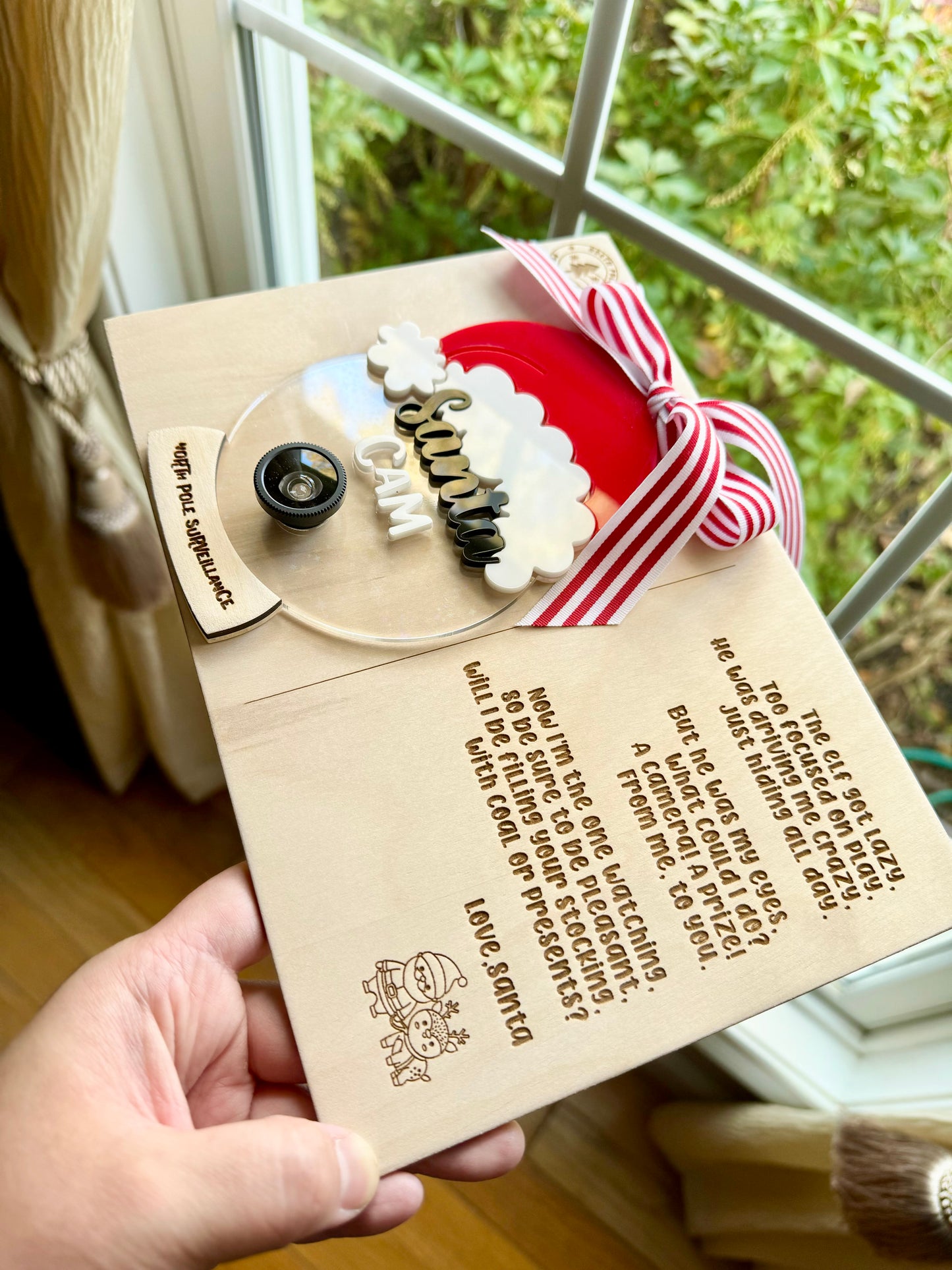 Santa Cam w/ Wooden Santa Postcard