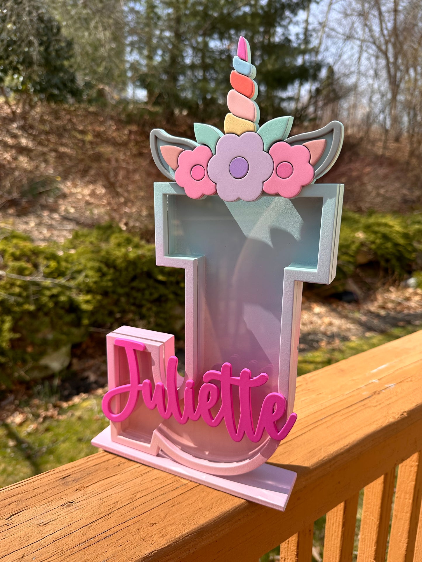 Unicorn Personalized Letter Coin Bank