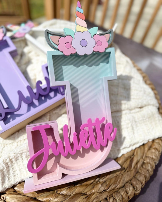 Unicorn Personalized Letter Coin Bank