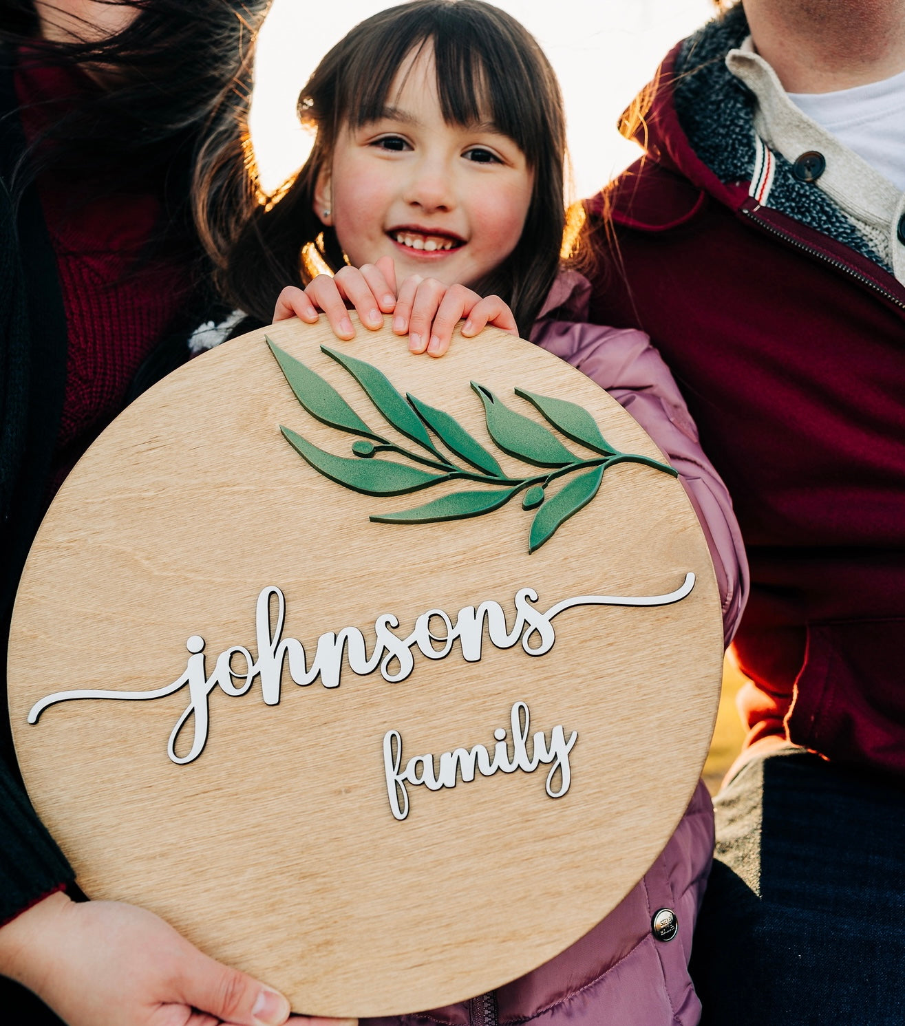 Green Leaves Personalized Family Name Sign