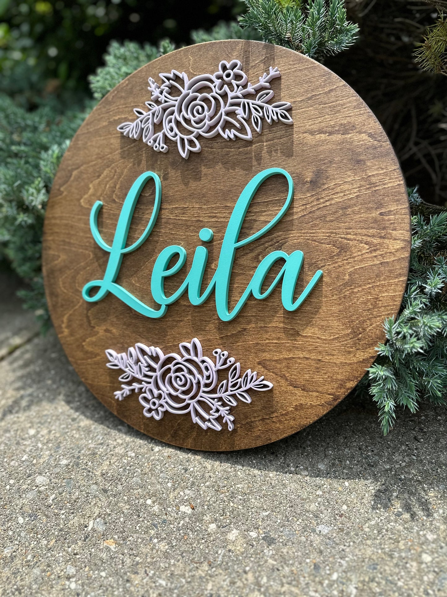 Wildflowers Round Personalized Nursery Name Sign