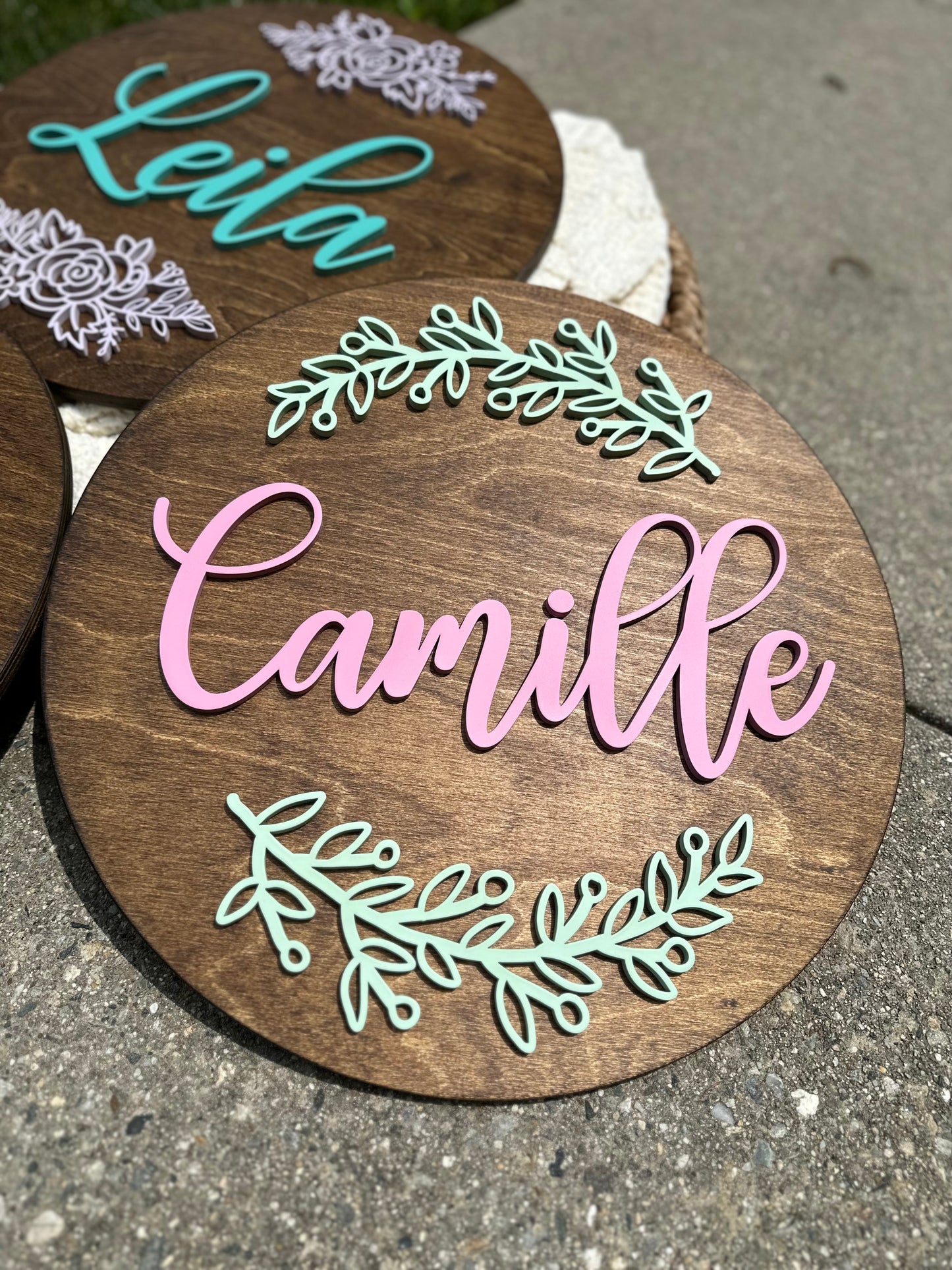 Wildflowers Round Personalized Nursery Name Sign