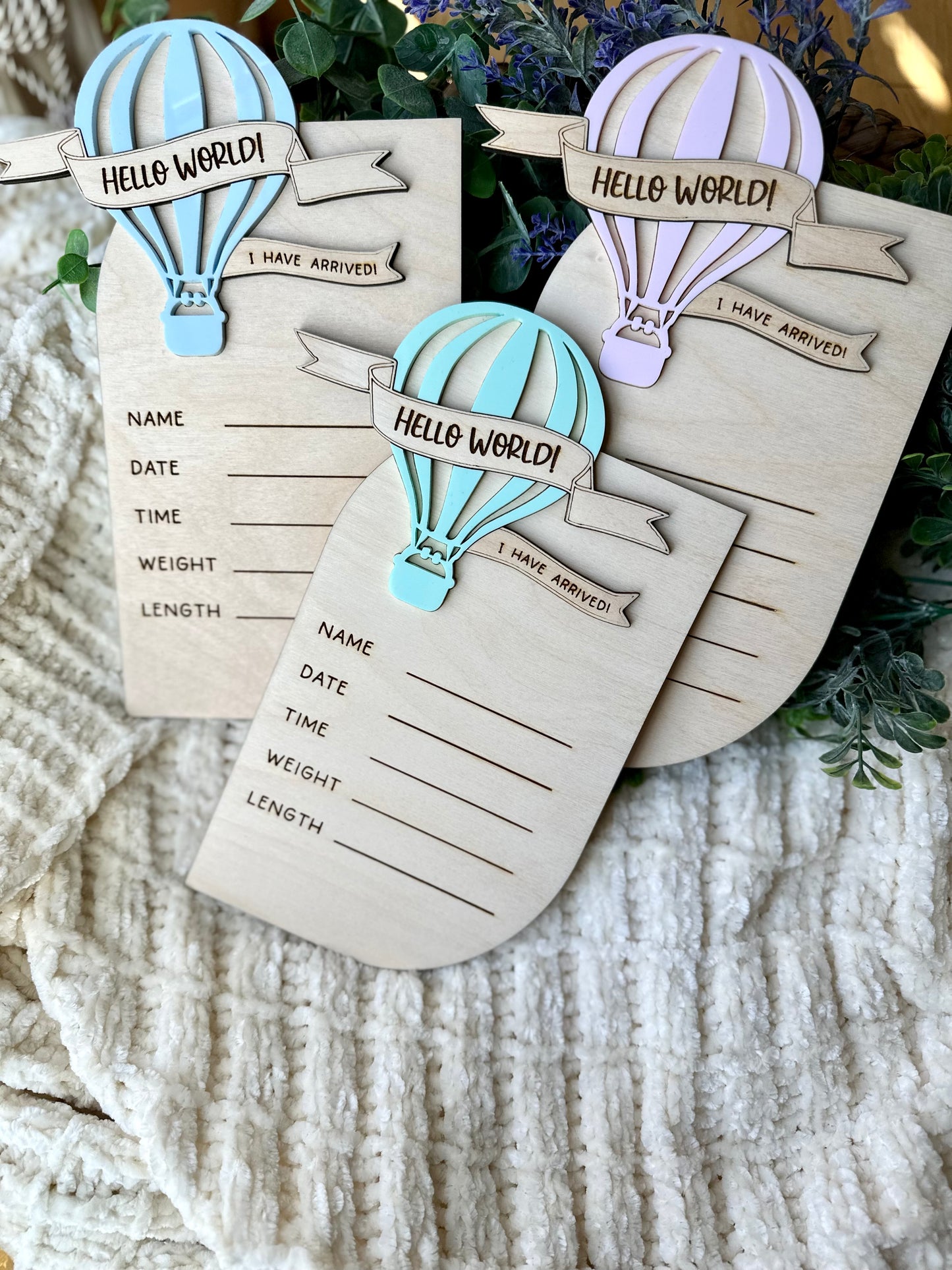 Hot Air Balloon Birth Stat Sign (Ready to Ship)