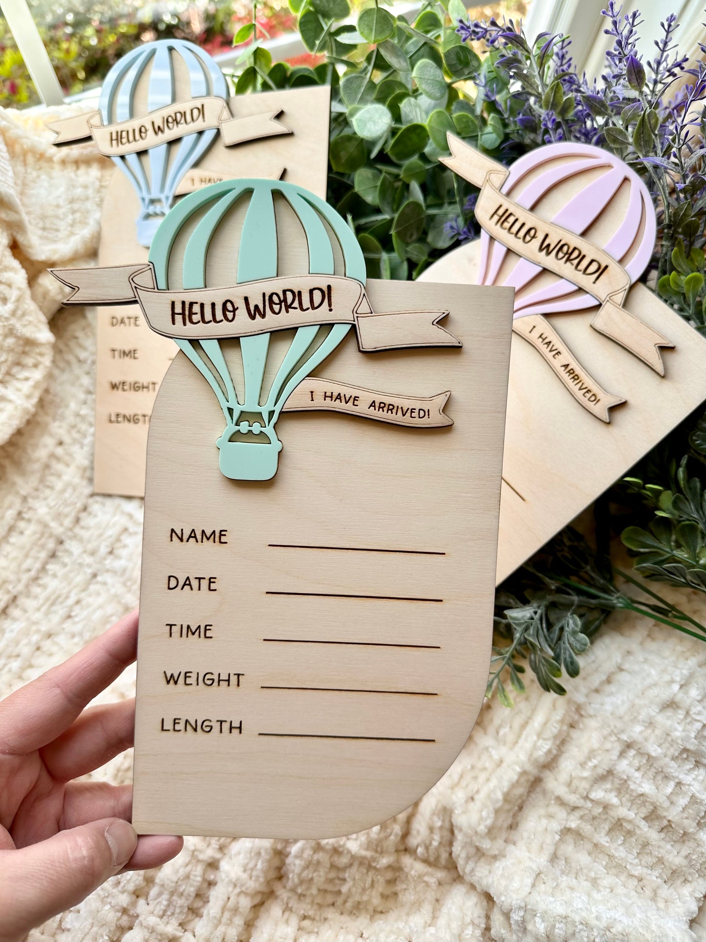 Hot Air Balloon Birth Stat Sign (Ready to Ship)