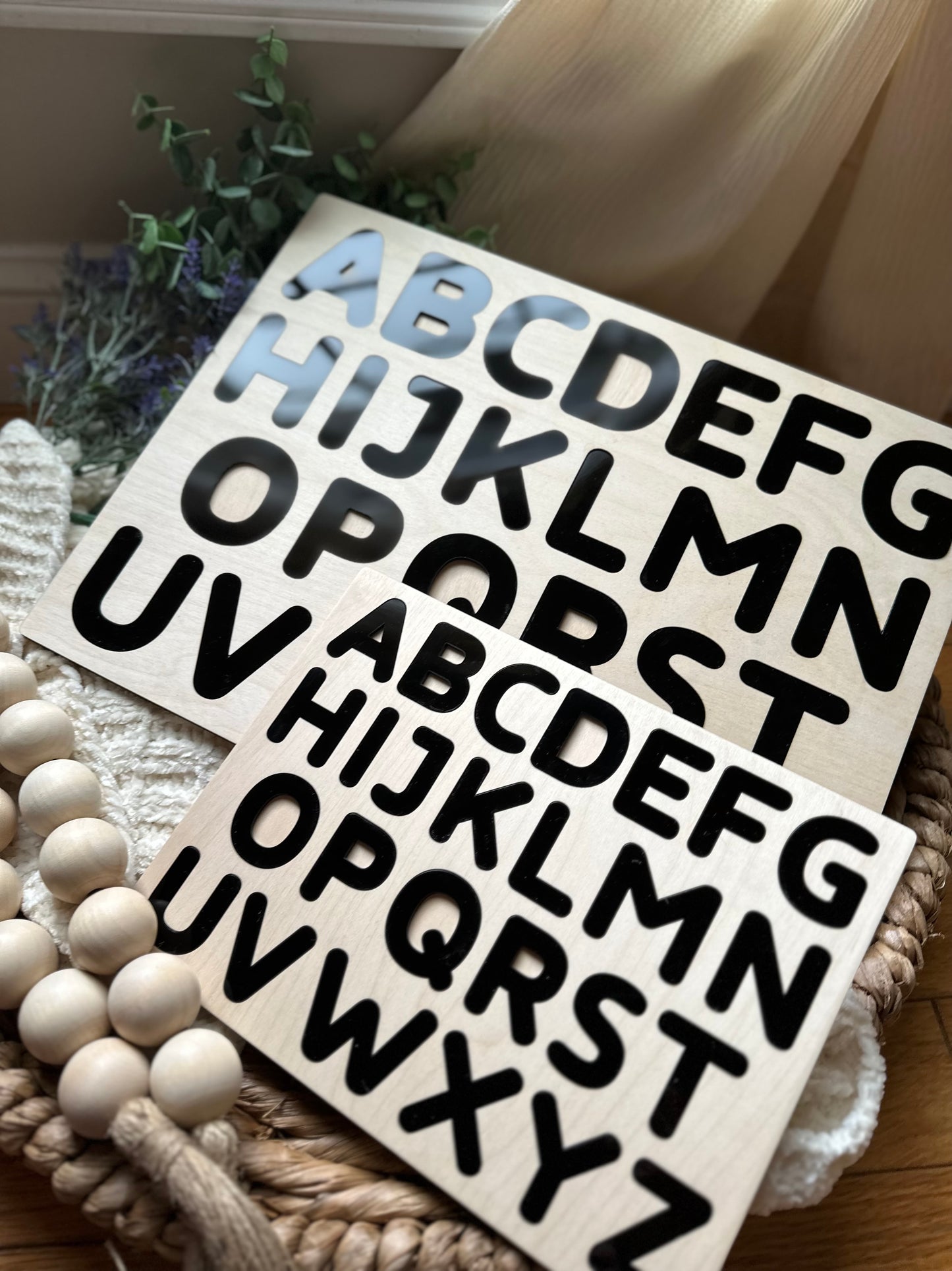 Woodlands Alphabet Puzzle - Customizable Engraved Message Behind