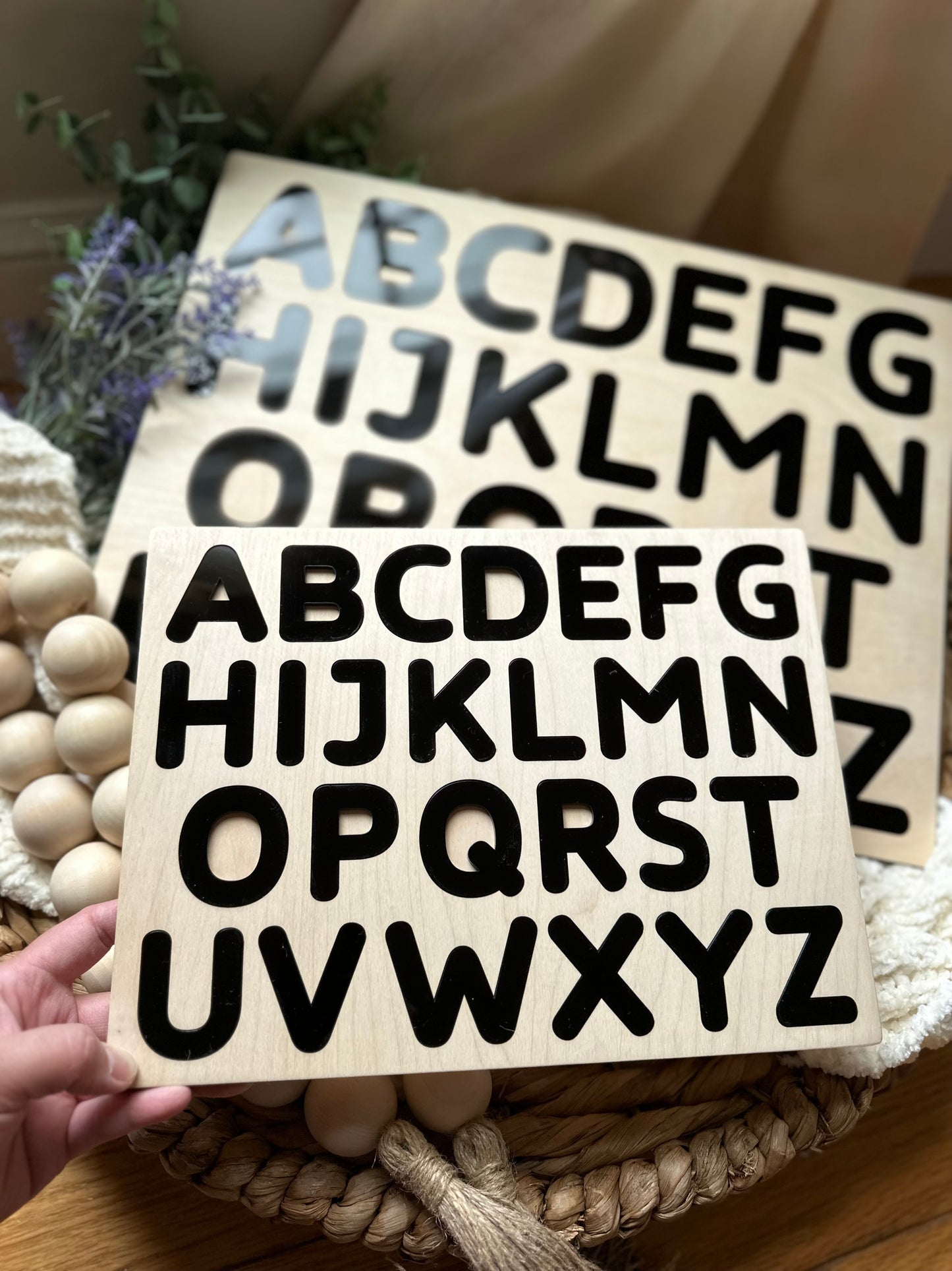 Woodlands Alphabet Puzzle - Customizable Engraved Message Behind