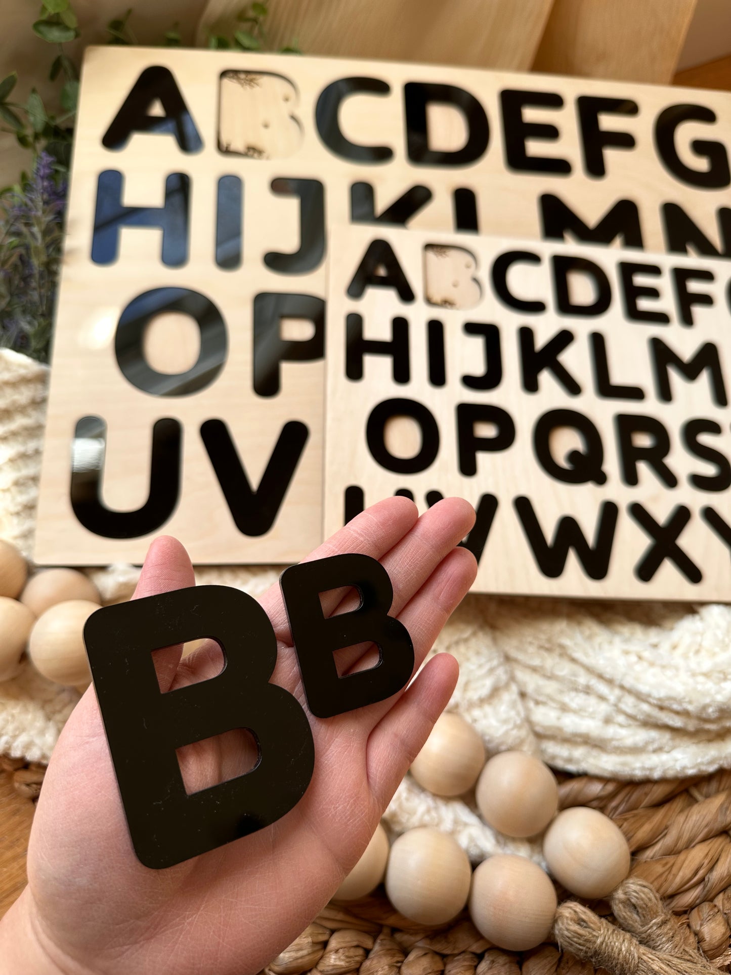 Woodlands Alphabet Puzzle - Customizable Engraved Message Behind