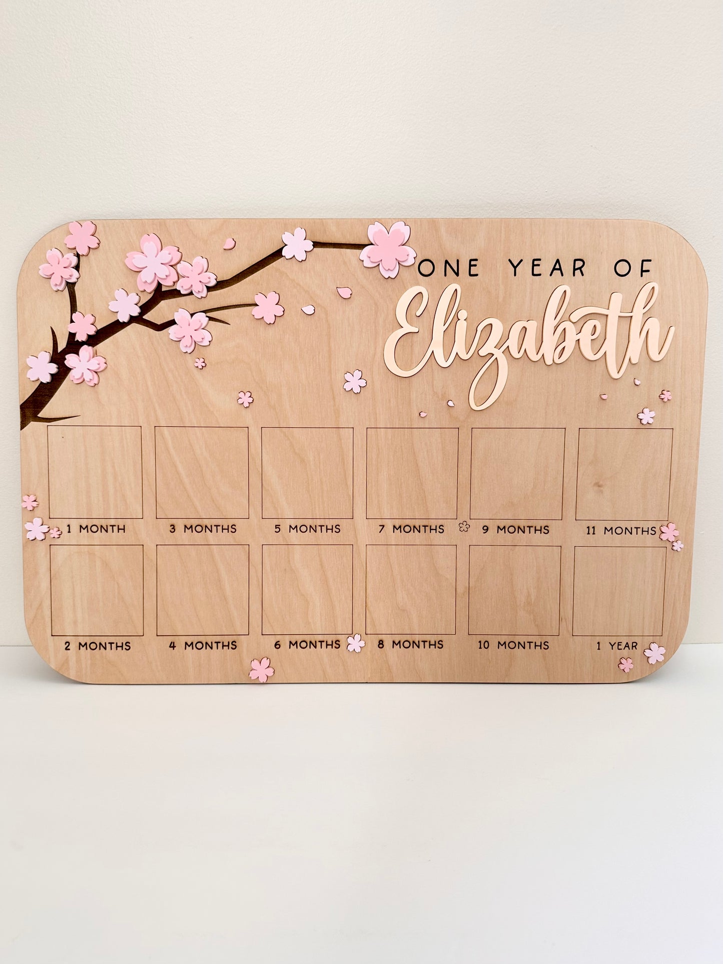 Floral Personalized One Year Of Baby Photo Board