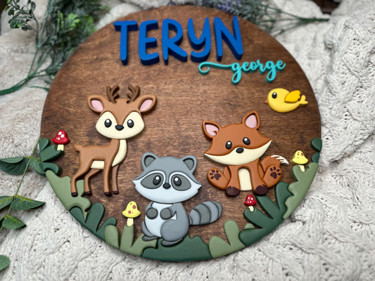 Woodlands Personalized Nursery Sign