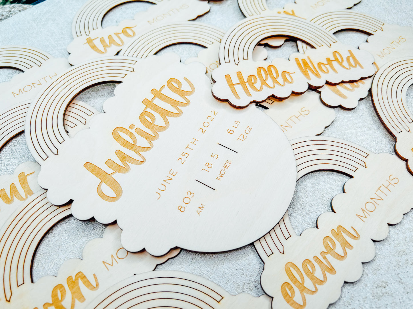 Wooden Rainbow Baby Milestone Marker Cards