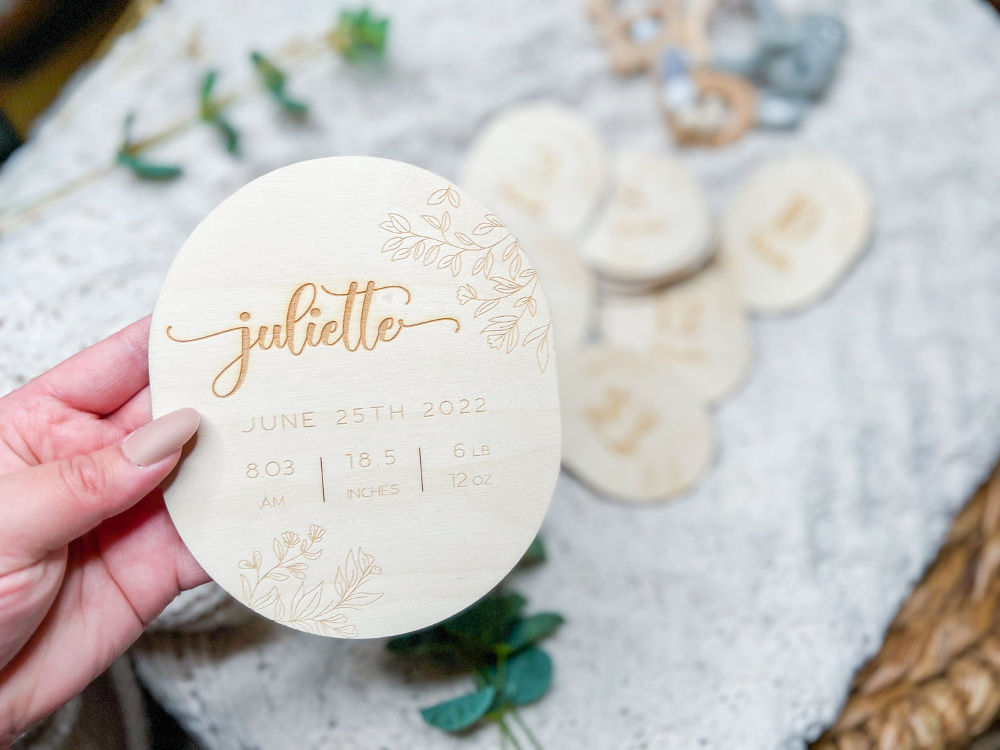 Wooden Botanic Baby Milestone Marker Cards