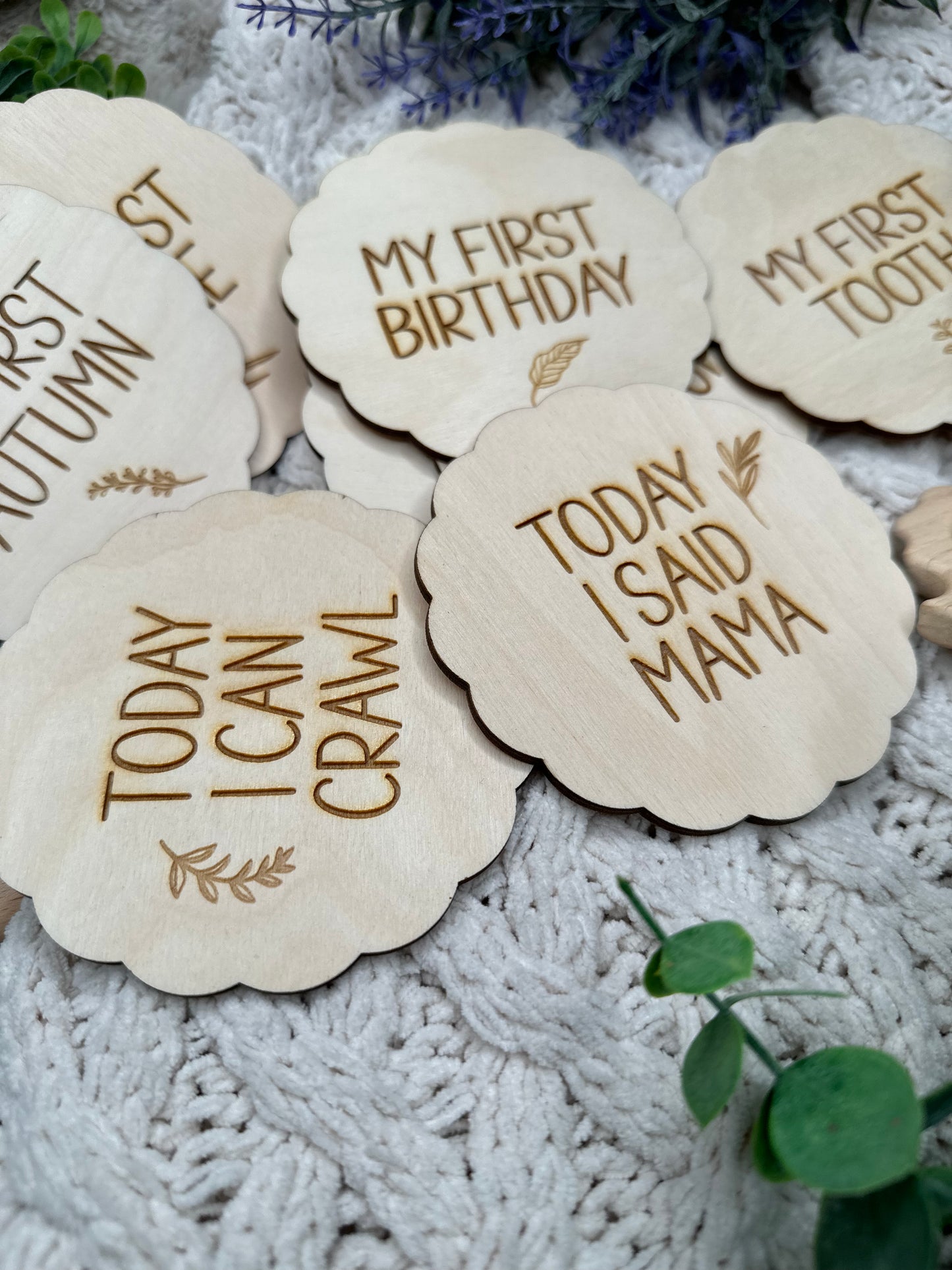 Wooden Baby’s Firsts Milestone Marker Cards