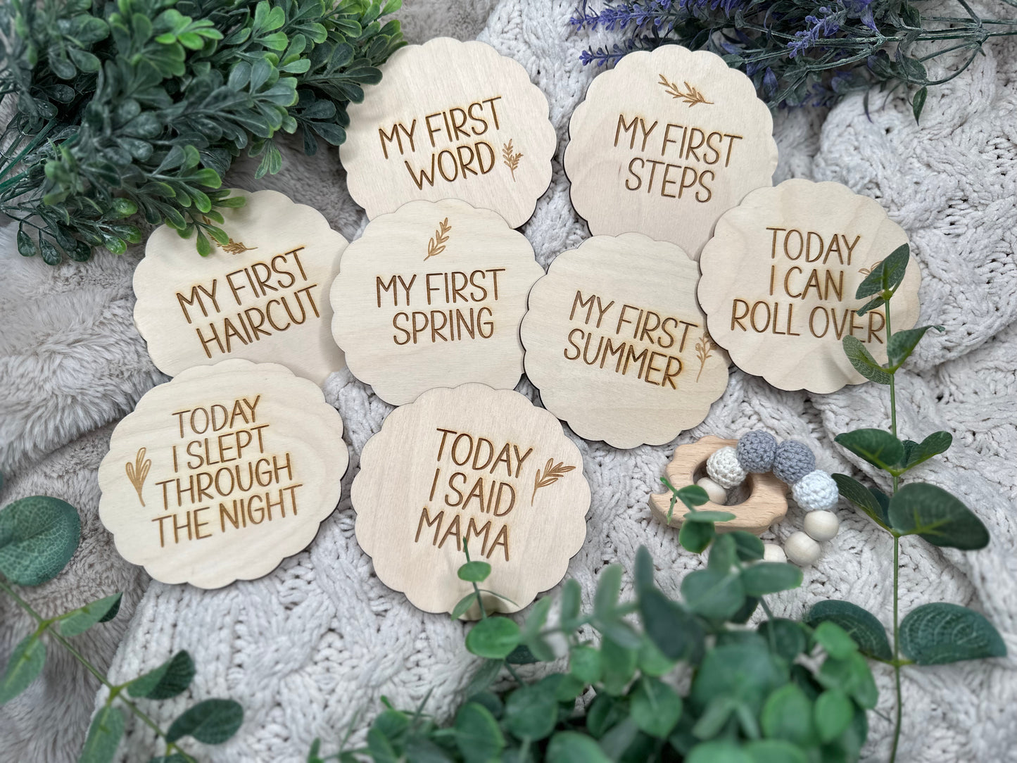 Wooden Baby’s Firsts Milestone Marker Cards