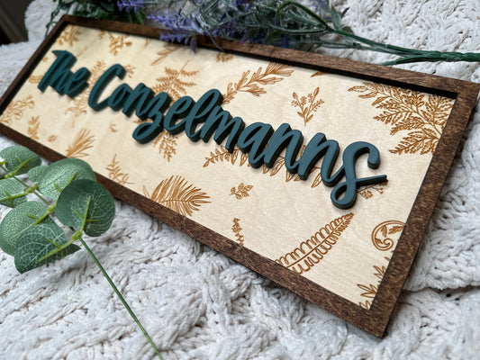 Botanic Personalized Family Name Sign