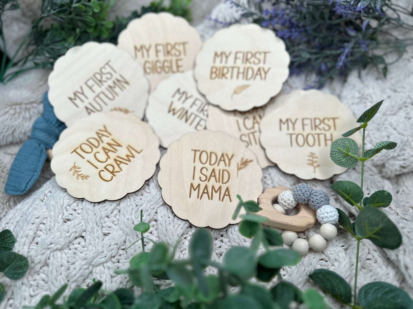 Wooden Baby’s Firsts Milestone Marker Cards