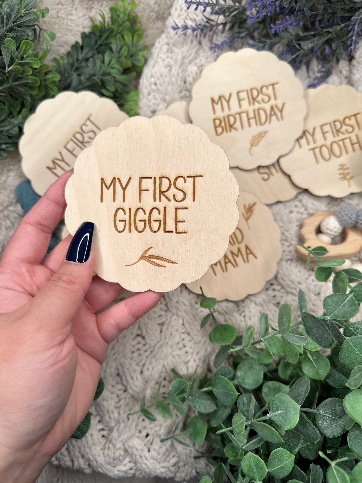 Wooden Baby’s Firsts Milestone Marker Cards