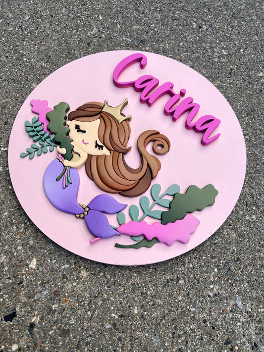 Princess Mermaid Personalized Nursery Sign