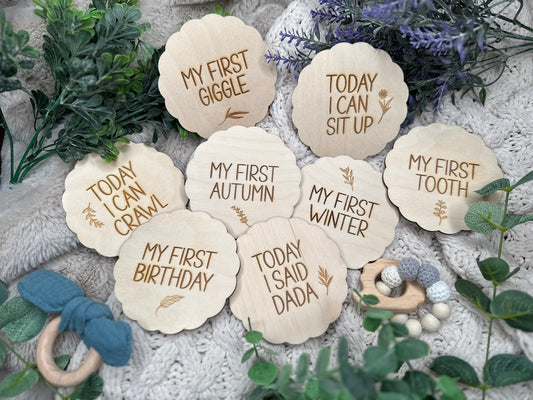 Wooden Baby’s Firsts Milestone Marker Cards